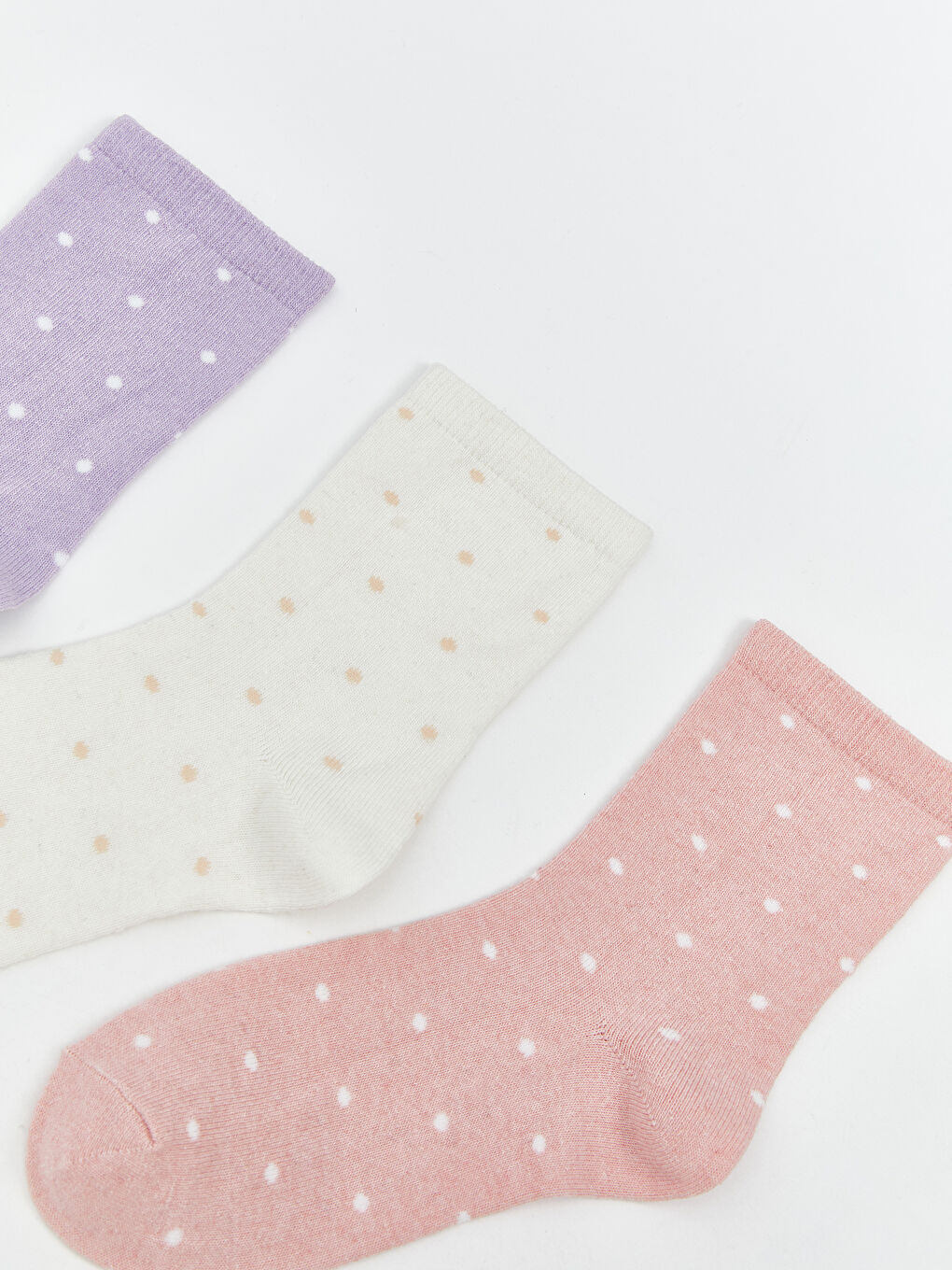 Lila Desenli Kız Çocuk Soket Çorap 3'lü-1