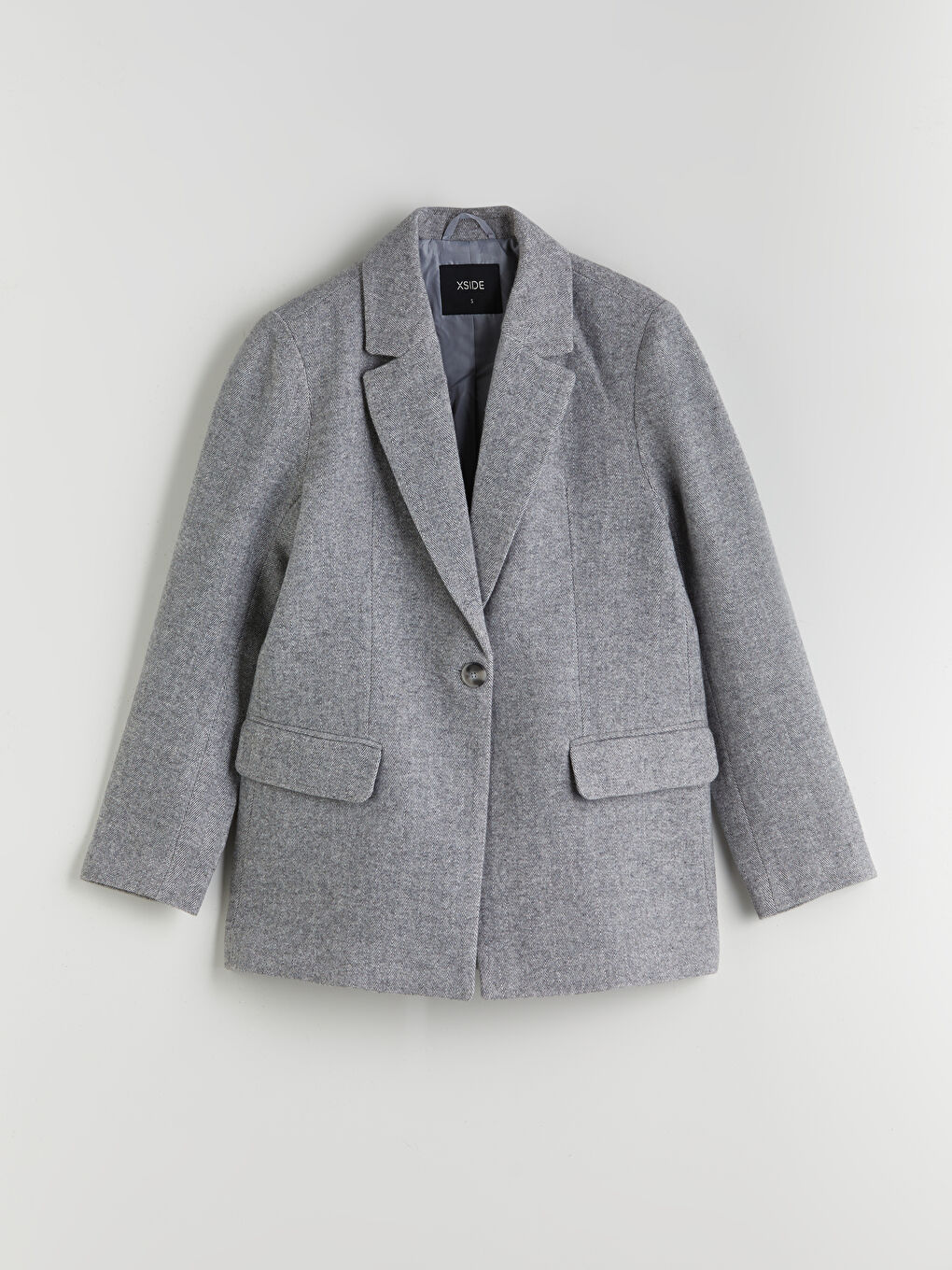 Gri Kadın Kaşe Blazer Ceket-5