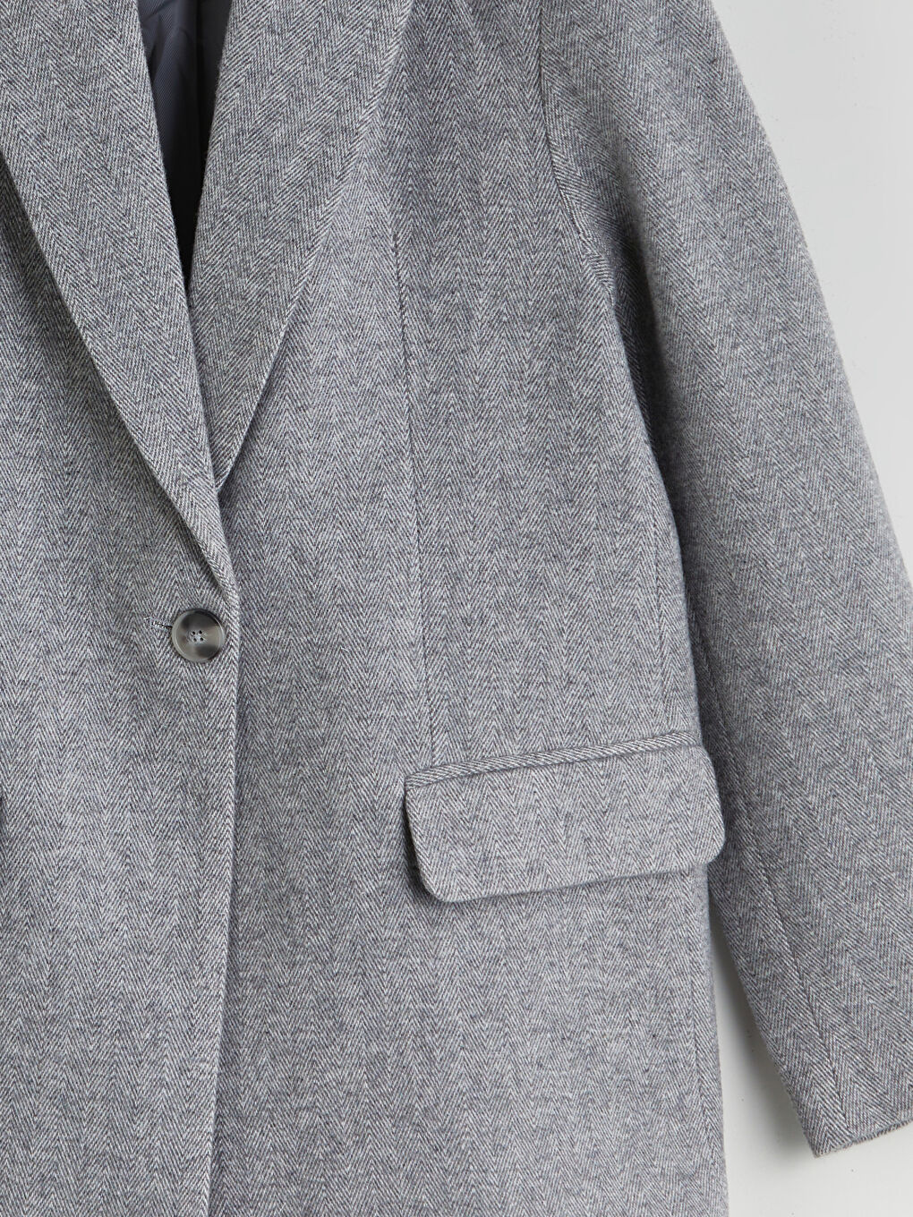 Gri Kadın Kaşe Blazer Ceket-7