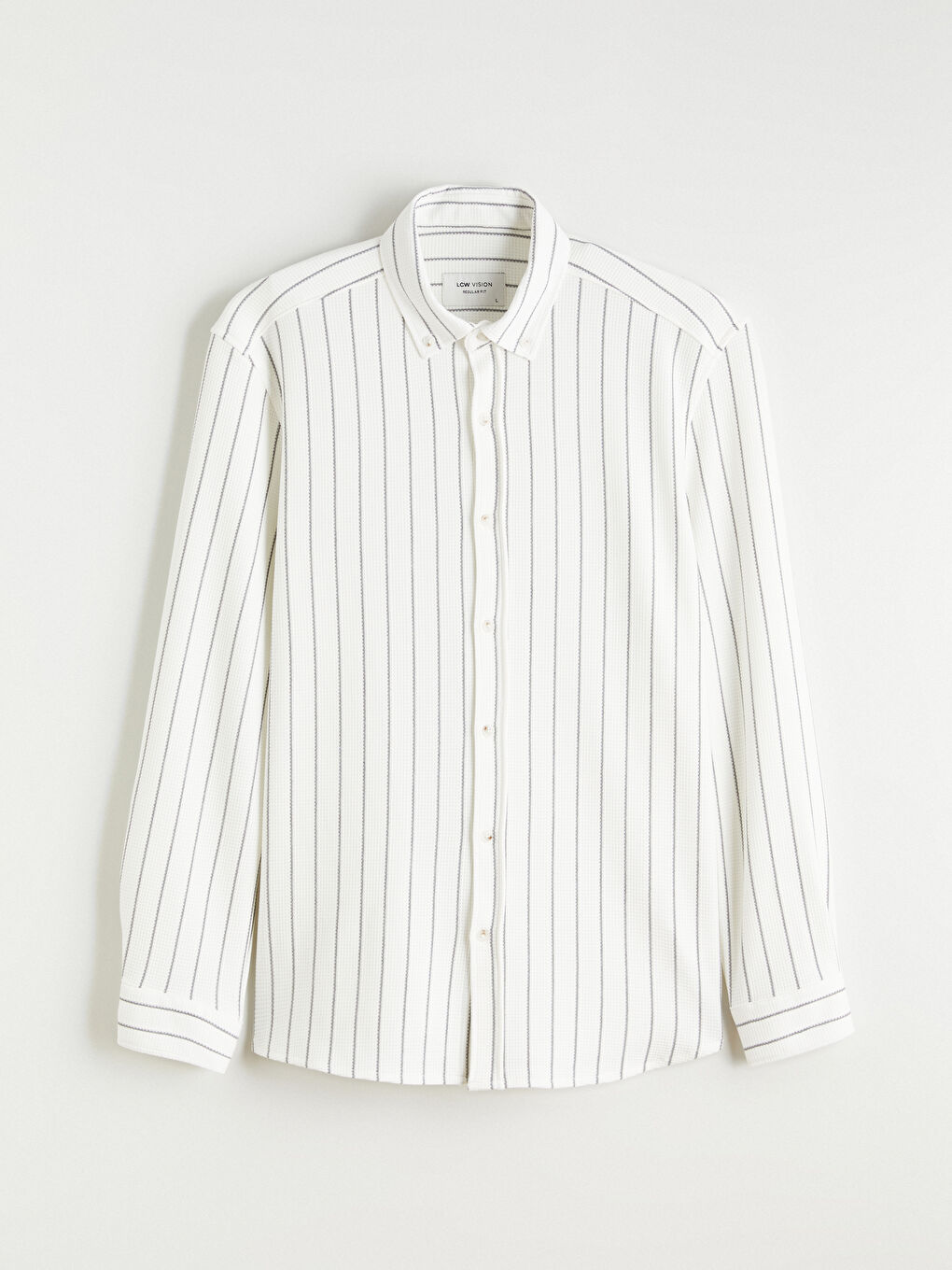 Ekru Regular Fit Uzun Kollu Çizgili Erkek Gömlek-4