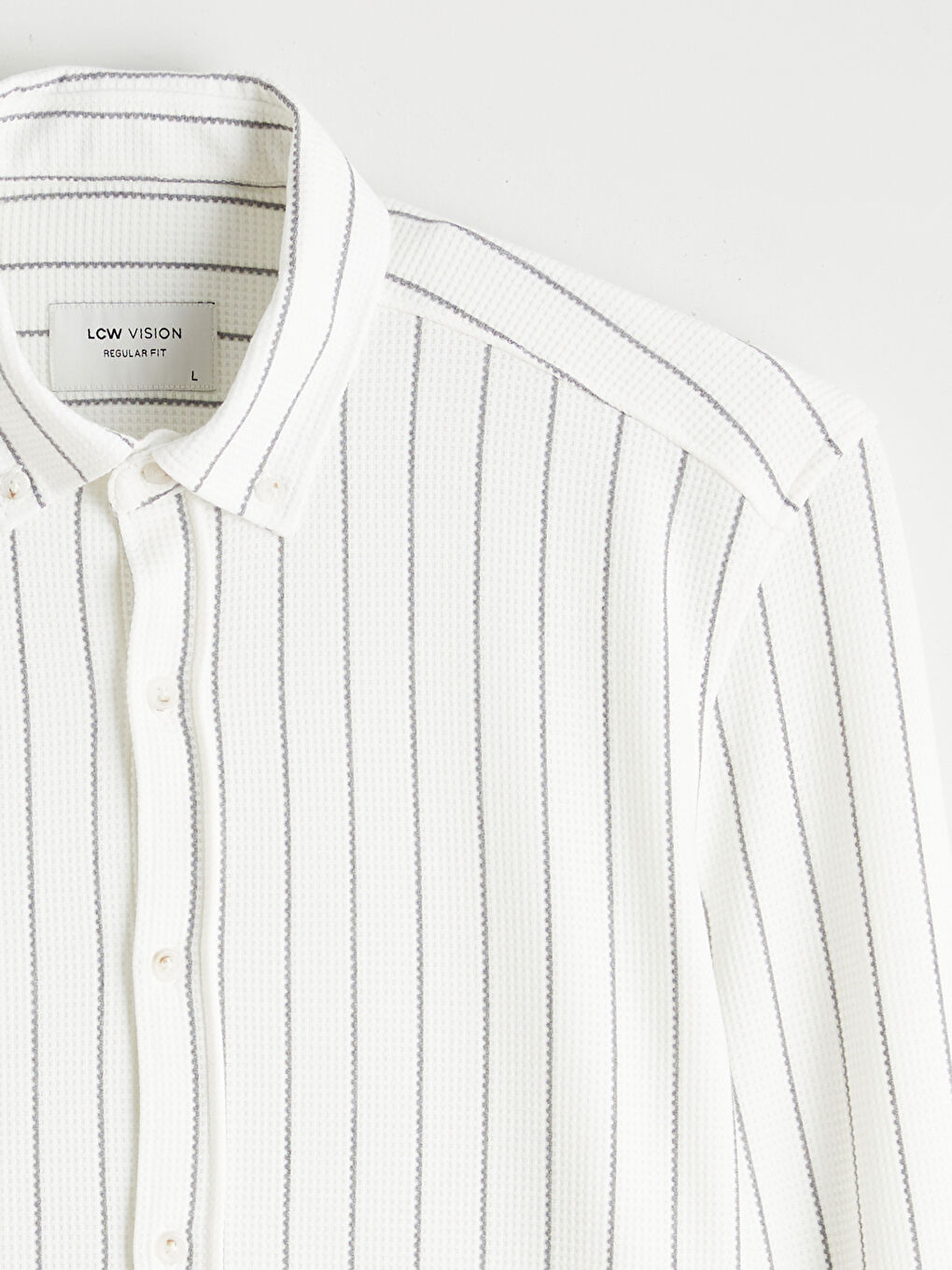 Ekru Regular Fit Uzun Kollu Çizgili Erkek Gömlek-5