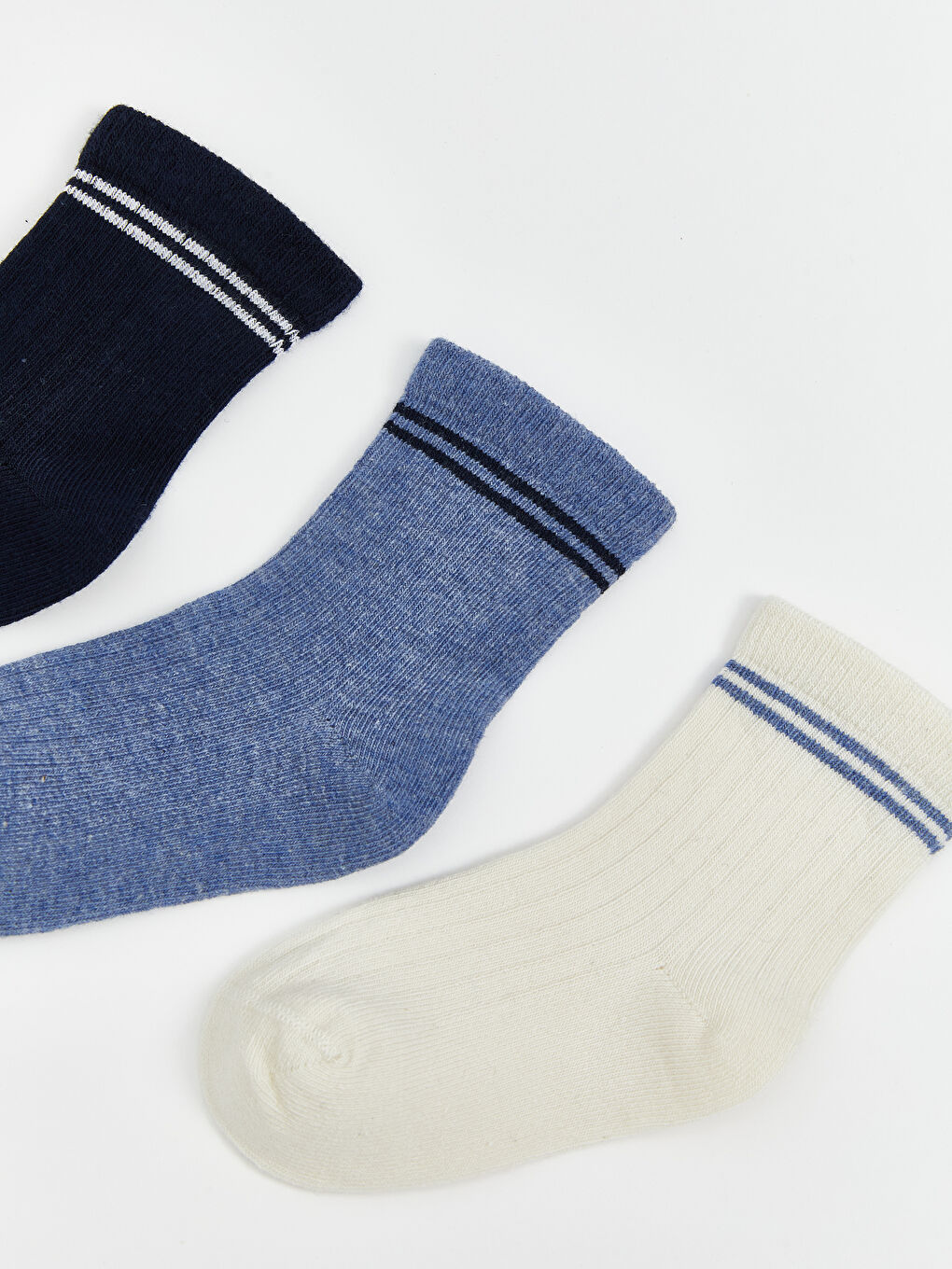 Mavi Erkek Bebek Soket Çorap 3'lü-1