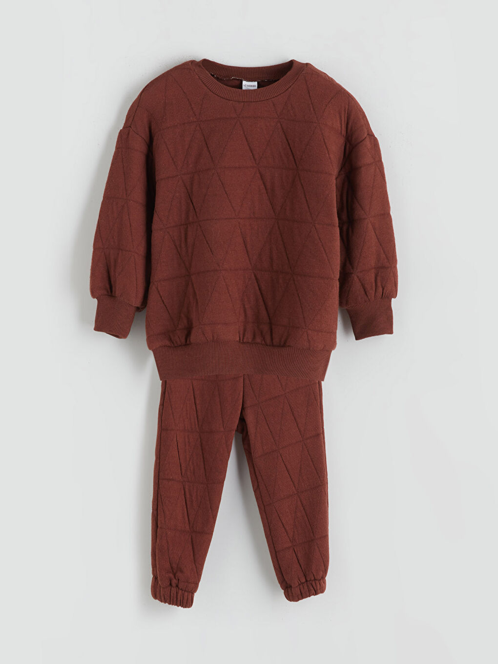 Kahverengi Kapitoneli Erkek Çocuk Sweatshirt ve Eşofman Alt