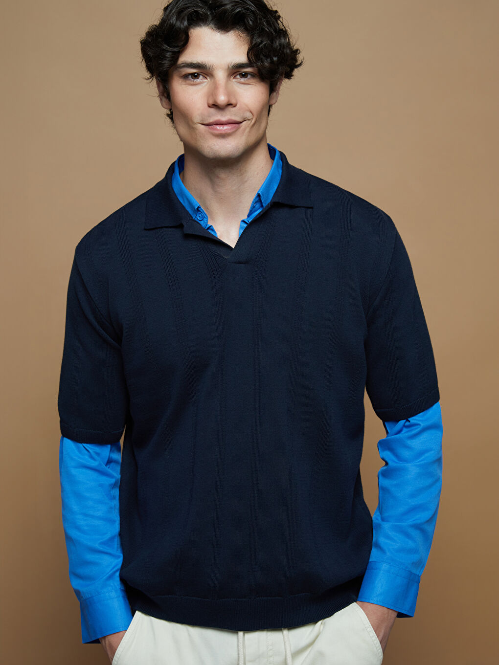 Polo Neck Men's Knitwear Sweater-3