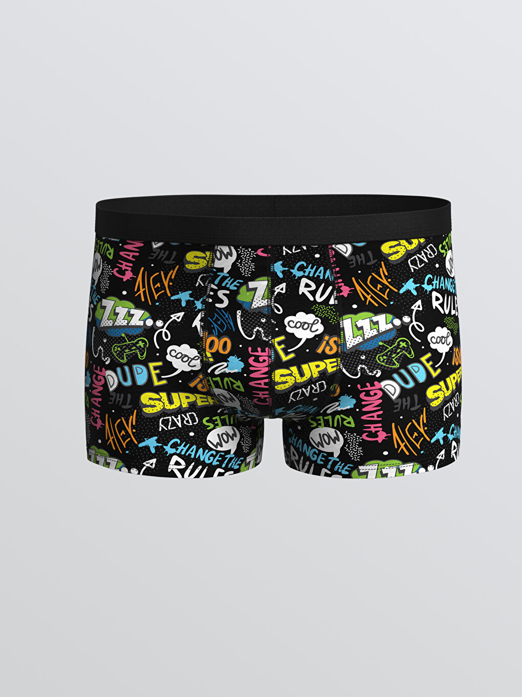 Siyah Standart Kalıp Pamuklu Esnek Erkek Boxer