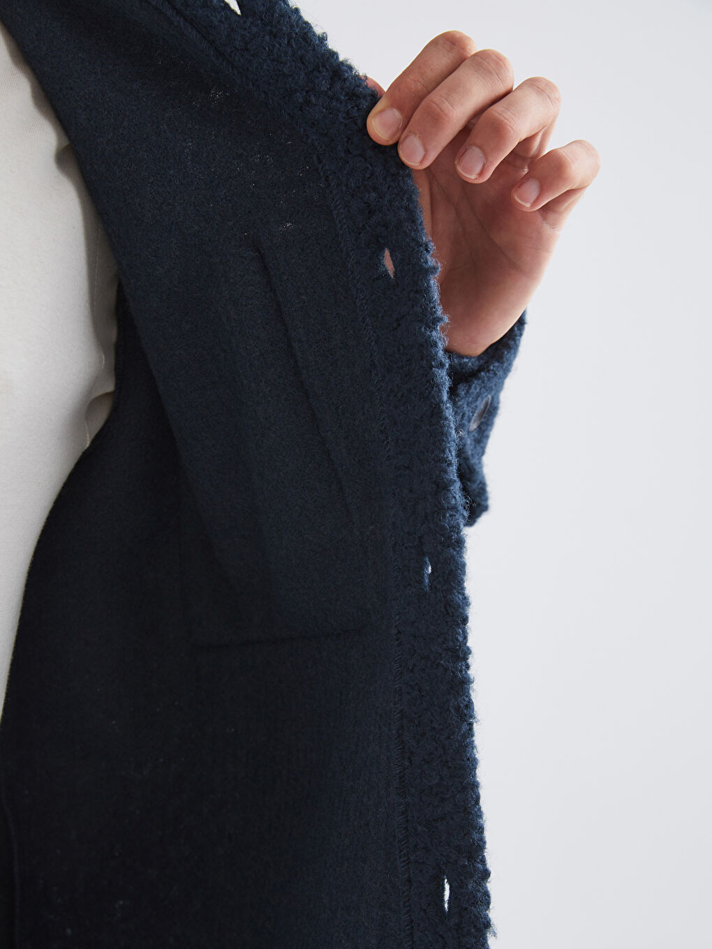 Lacivert Regular Fit Uzun Kollu Pelüş Erkek Gömlek Ceket-3