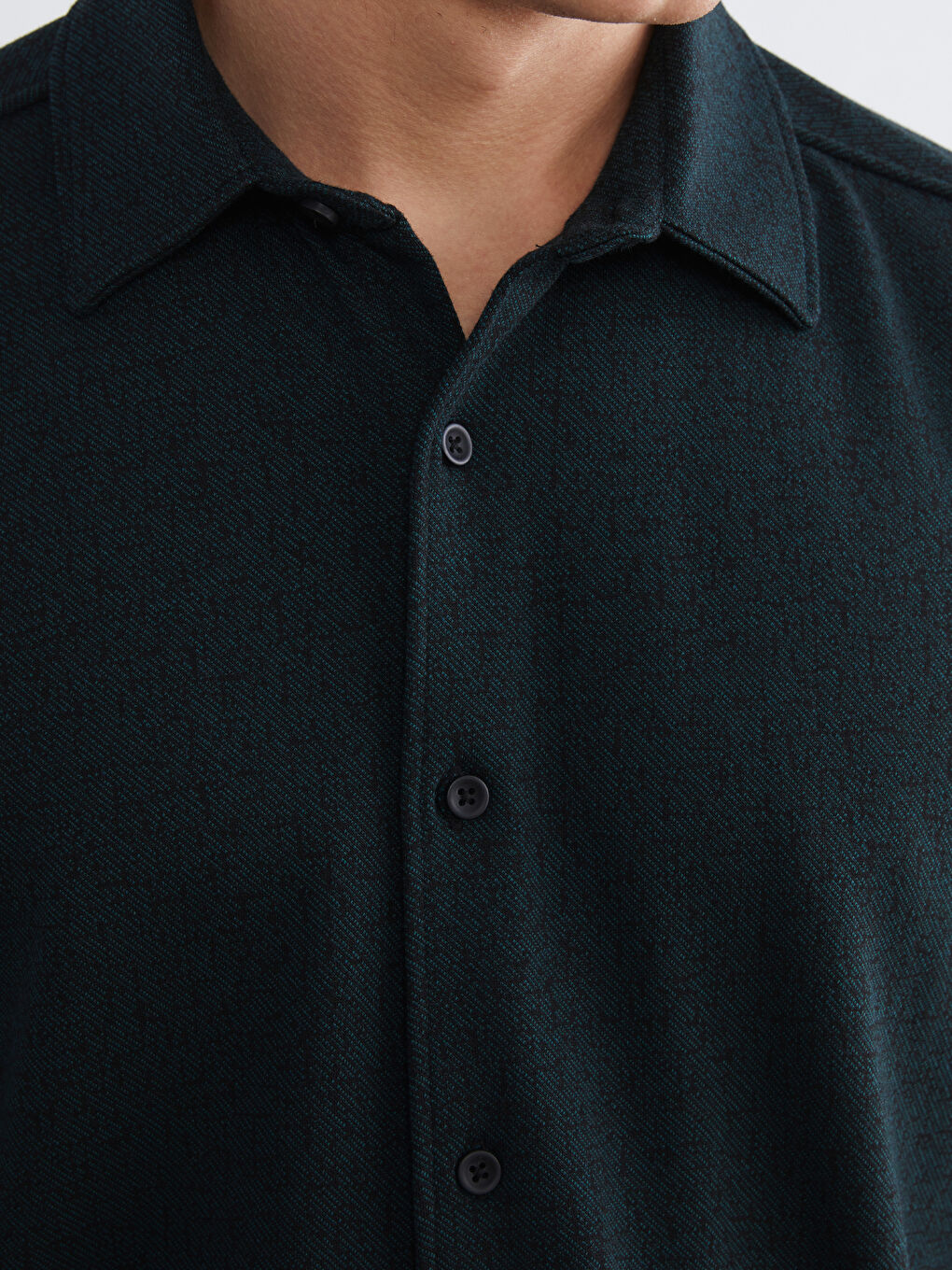 Regular Fit Long Sleeve Dobby Fabric Men's Shirt-2