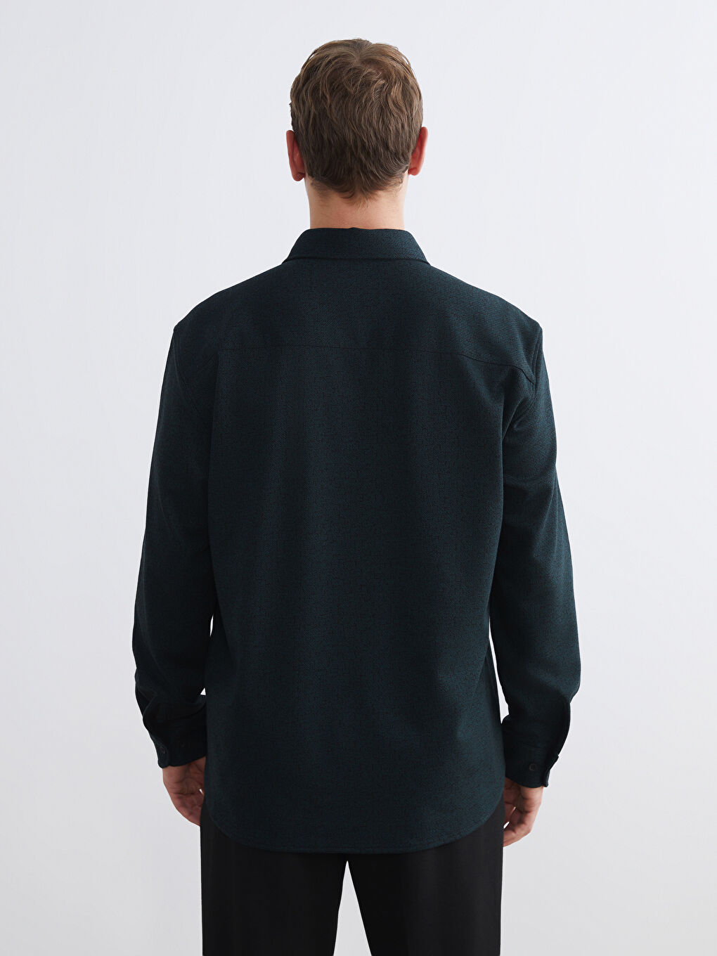 Regular Fit Long Sleeve Dobby Fabric Men's Shirt-3