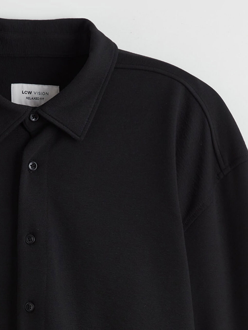 Siyah Regular Fit Uzun Kollu Armürlü Erkek Gömlek-5