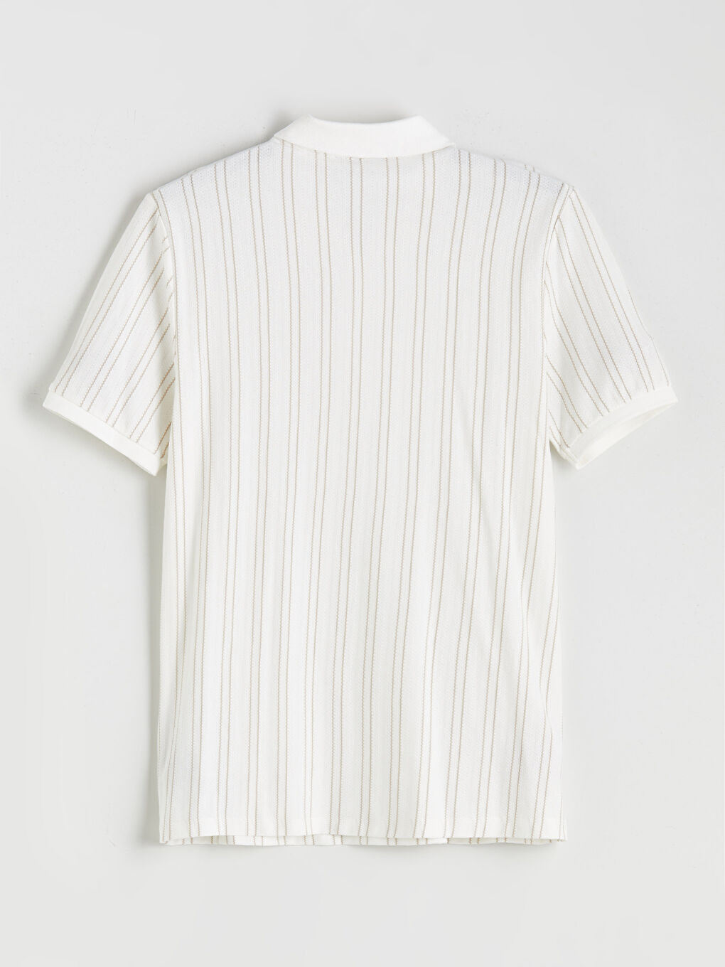 Ekru Polo Yaka Çizgili Erkek Tişört-5