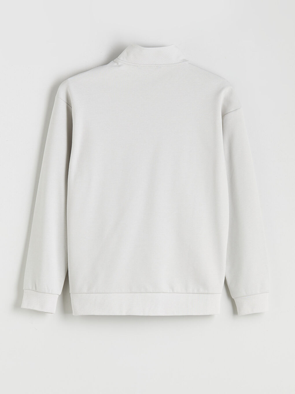 Gri Fermuarlı Dik Yaka Erkek Sweatshirt-5
