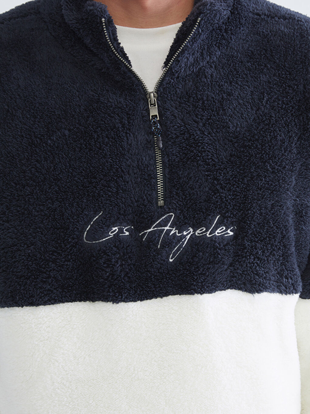 سويت شيرت كم طويل بياقة قمع قطيفة للرجال-2