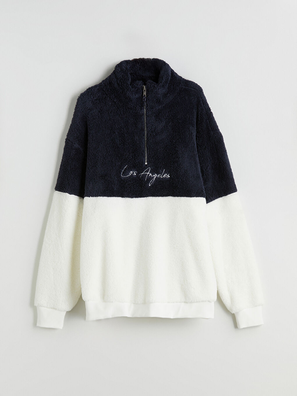 سويت شيرت كم طويل بياقة قمع قطيفة للرجال-4