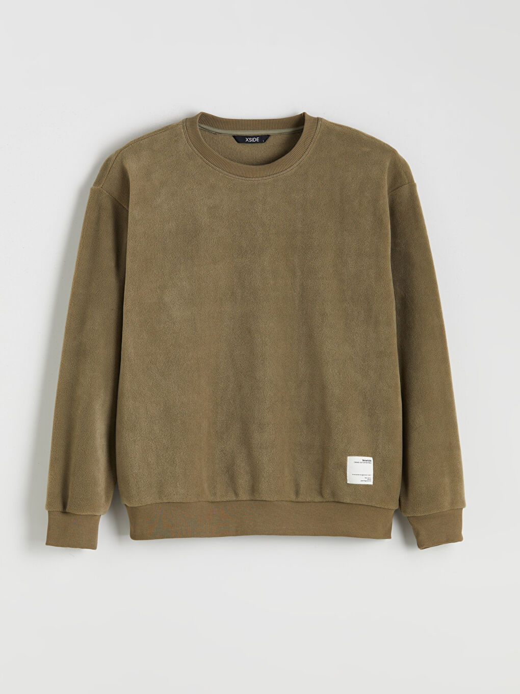 Haki Bisiklet Yaka Erkek Kalın Sweatshirt-4