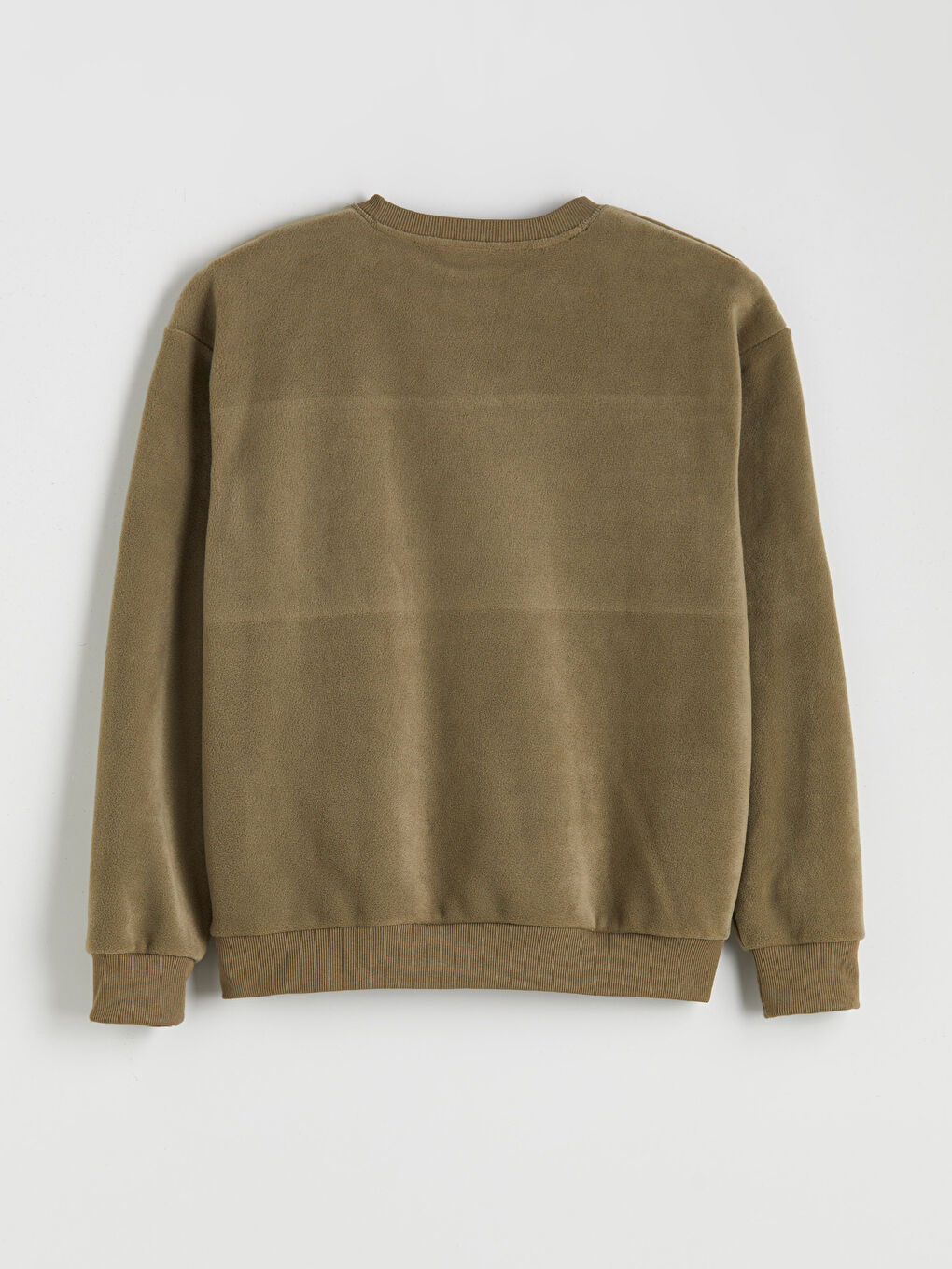 Haki Bisiklet Yaka Erkek Kalın Sweatshirt-5