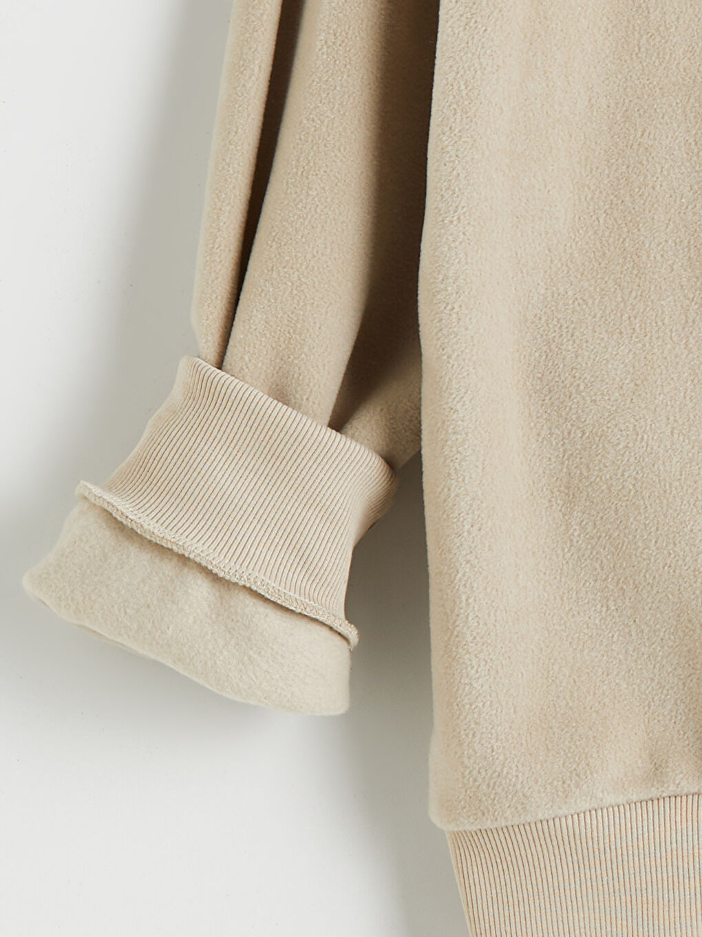 Bej Bisiklet Yaka Erkek Kalın Sweatshirt-6