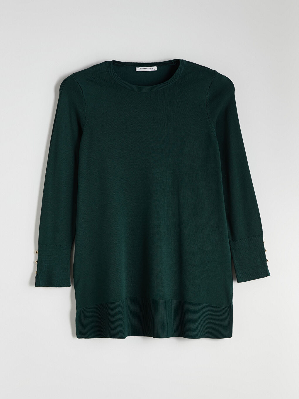 Yeşil Bisiklet Yaka Kadın Triko Tunik-4