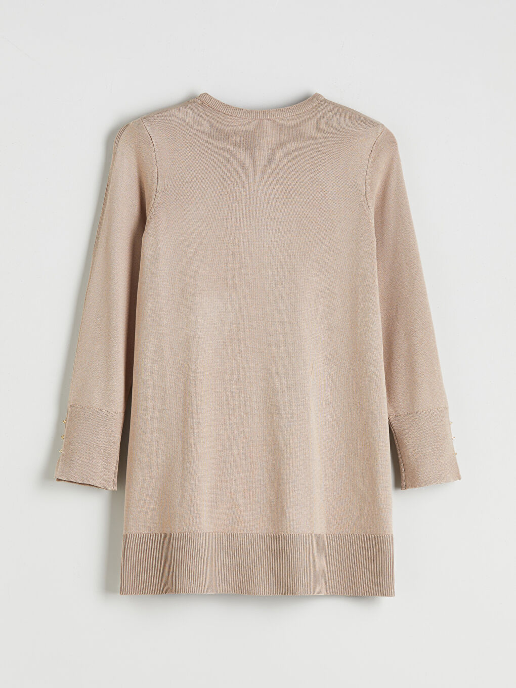 Bej Bisiklet Yaka Kadın Triko Tunik-5