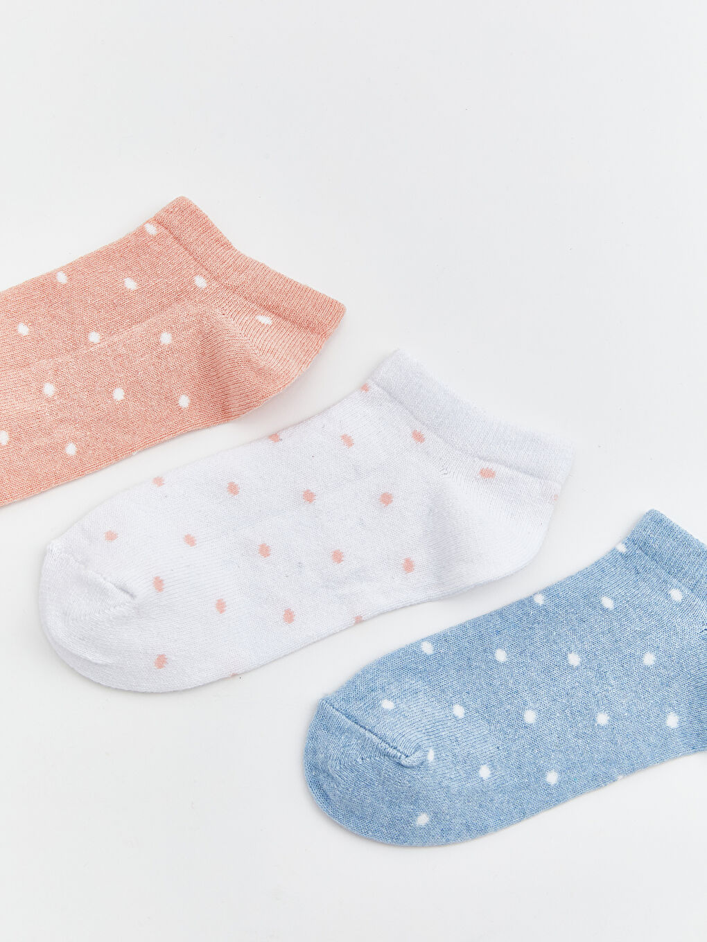 Pembe Puantiyeli Kız Çocuk Patik Çorap 3'lü-1