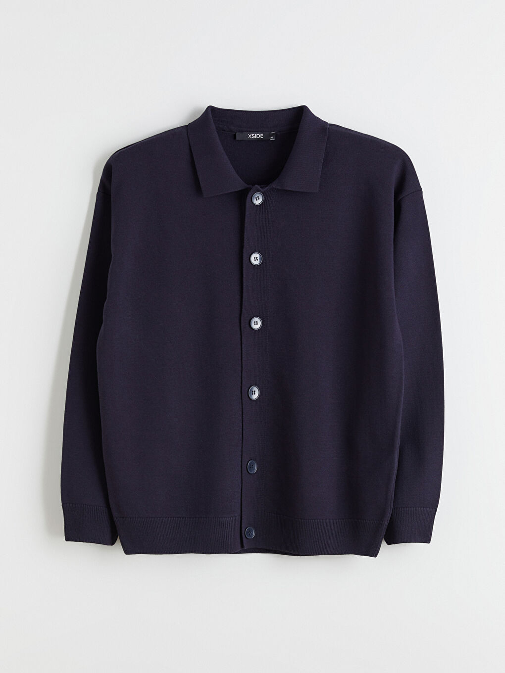 Lacivert Standart Kalıp Polo Yaka Erkek Triko Hırka-4