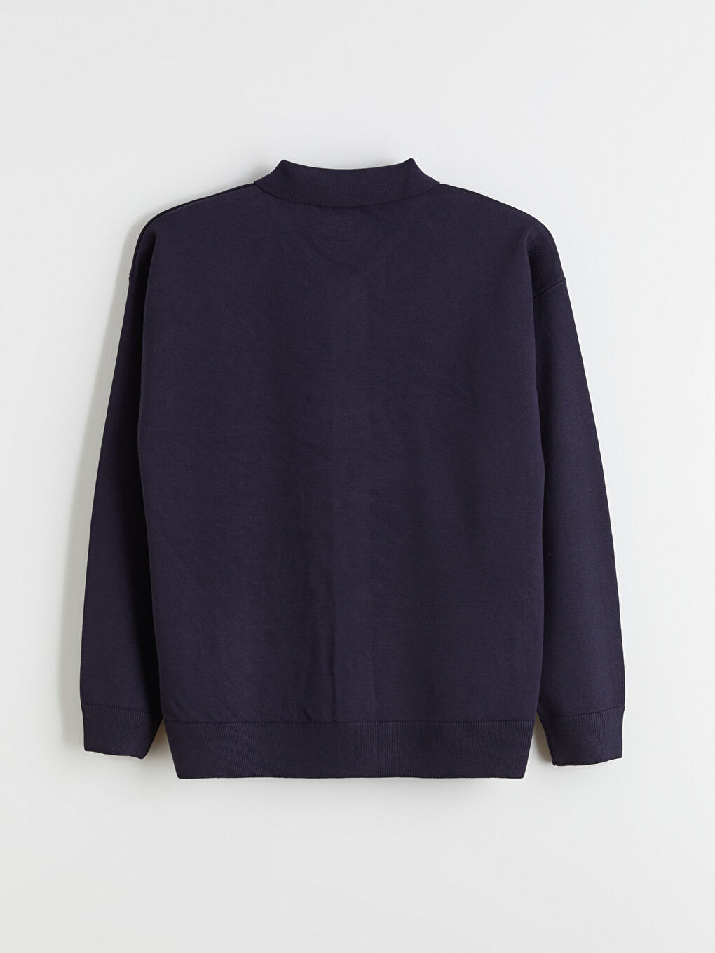 Lacivert Standart Kalıp Polo Yaka Erkek Triko Hırka-5