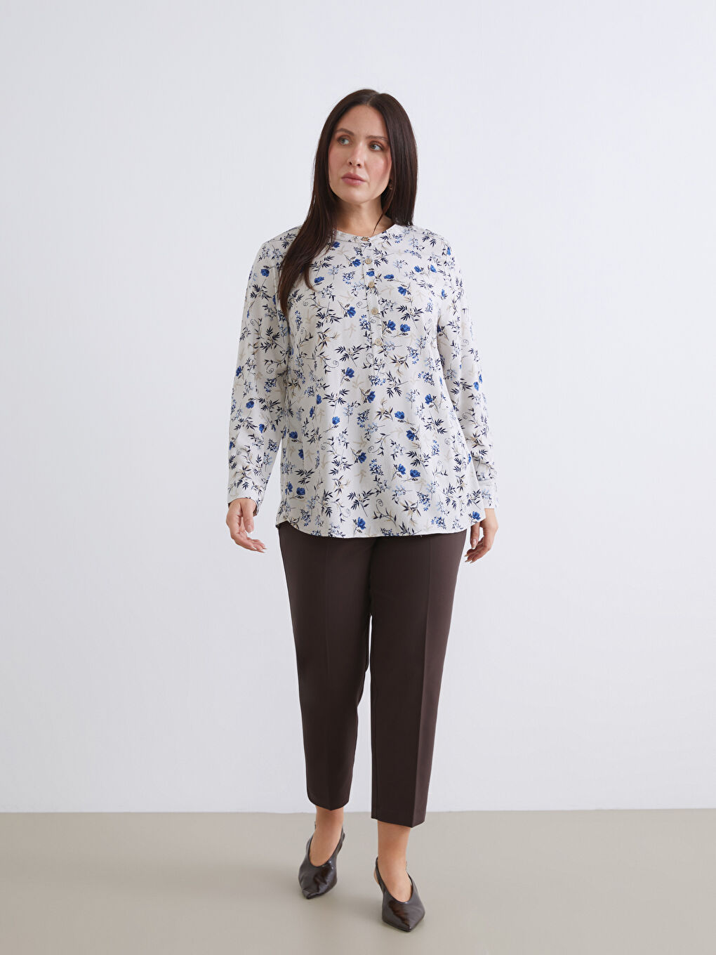 Grandad Collar Floral Blouse-1