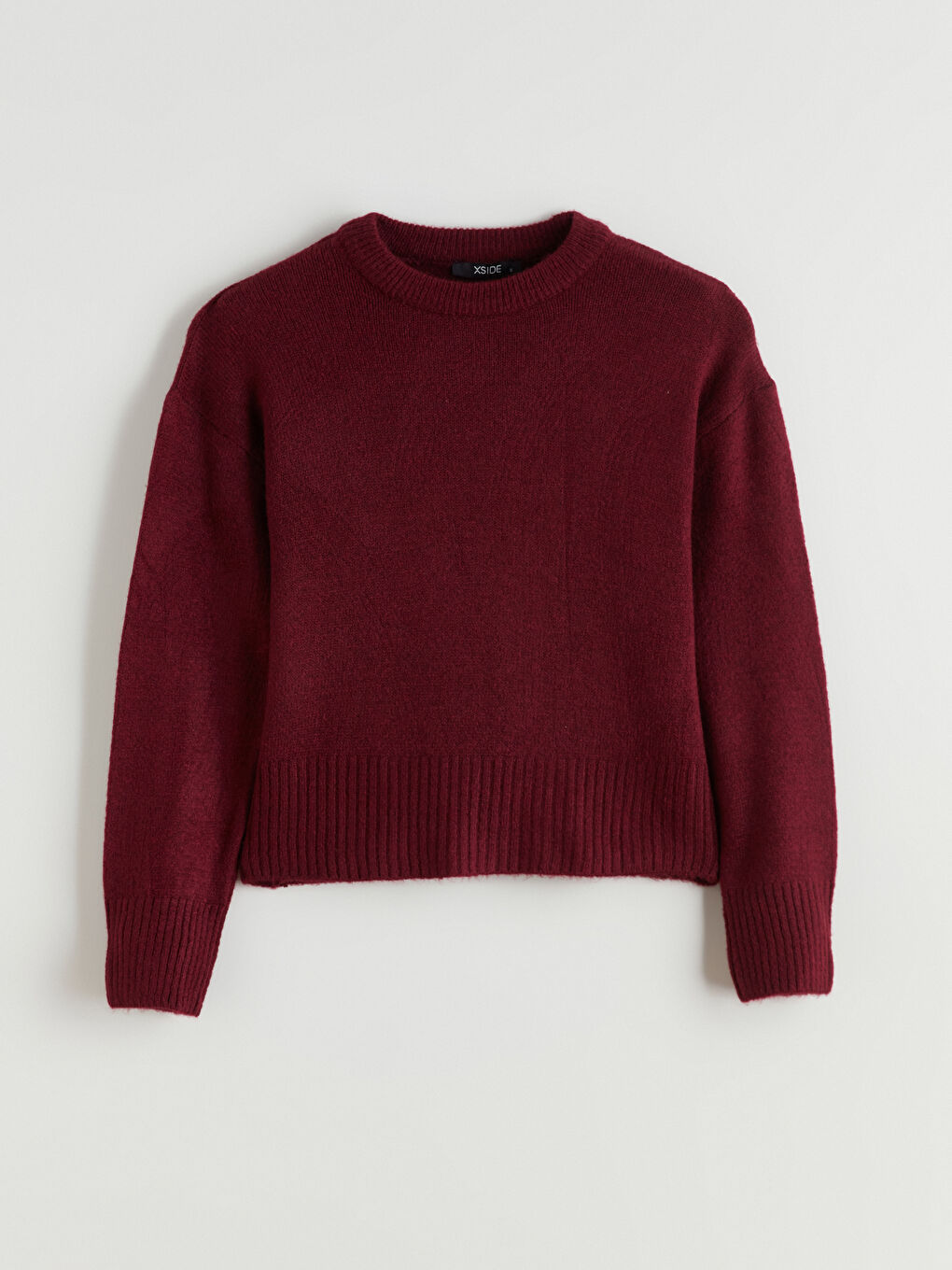 Bordo Bisiklet Yaka Kadın Triko Kazak-4