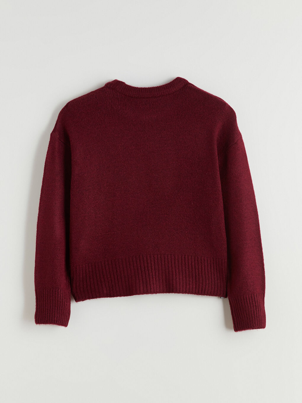 Bordo Bisiklet Yaka Kadın Triko Kazak-5