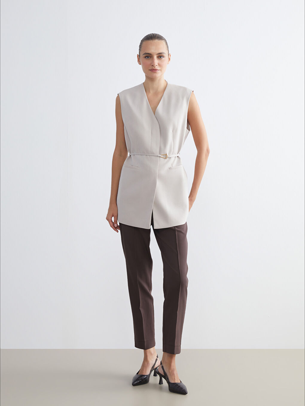 V Neck Women's Classic Waistcoat-1