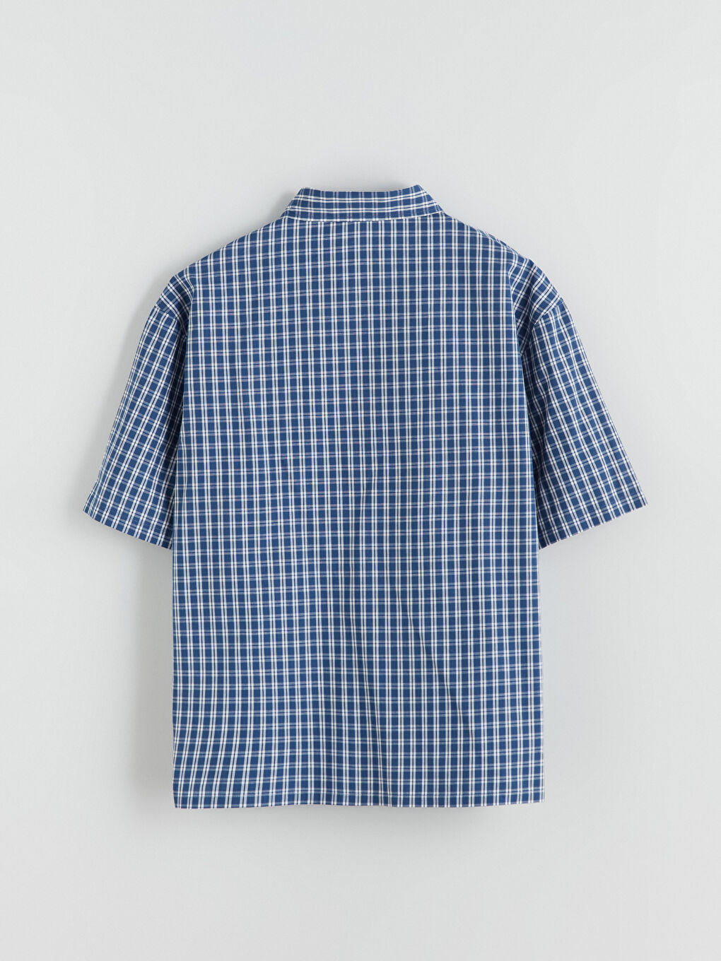 Relaxed Fit Short Sleeve Plaid Men's Shirt-5