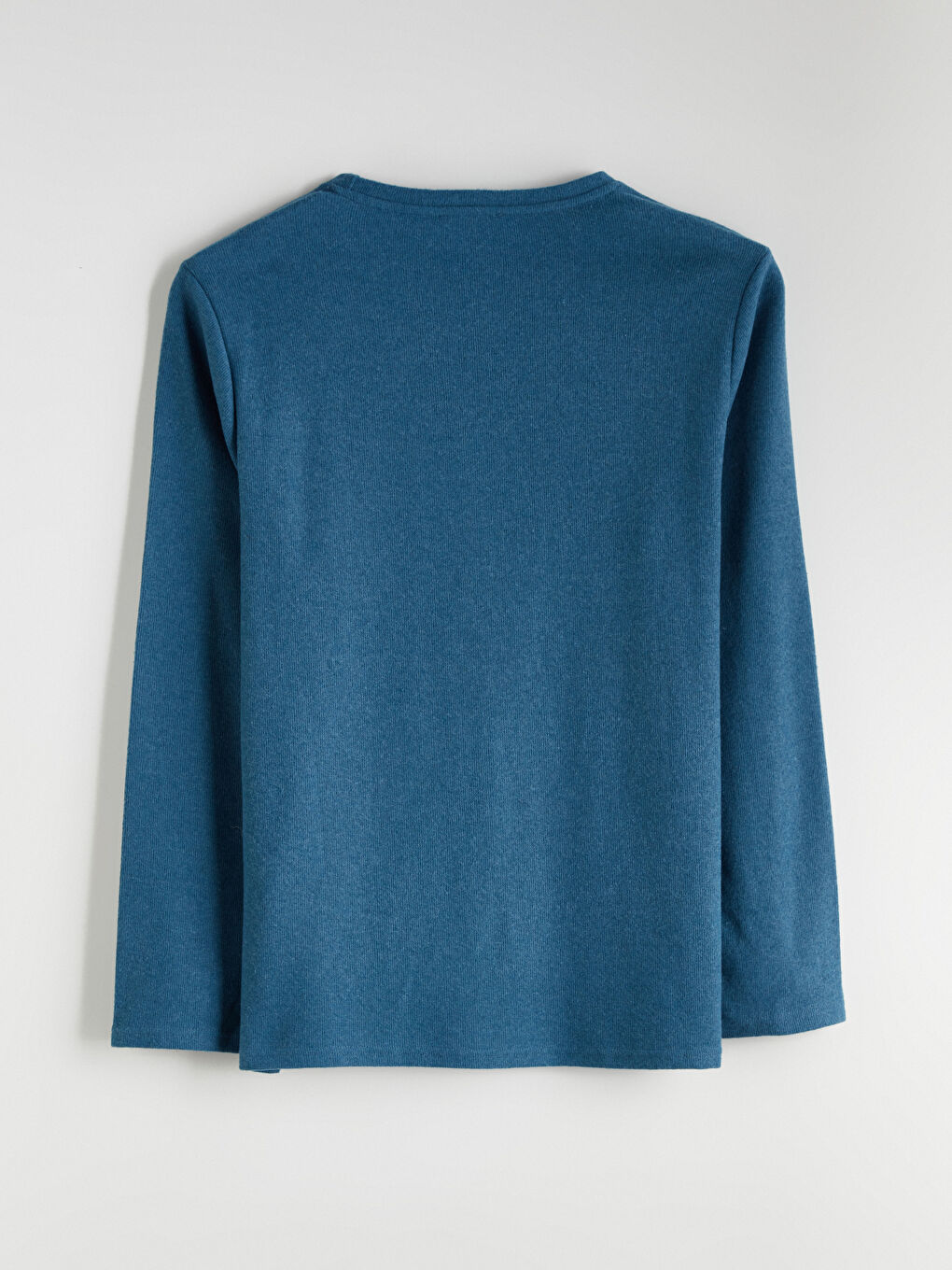 Lacivert Bisiklet Yaka Uzun Kollu Baskılı Erkek Tişört-5