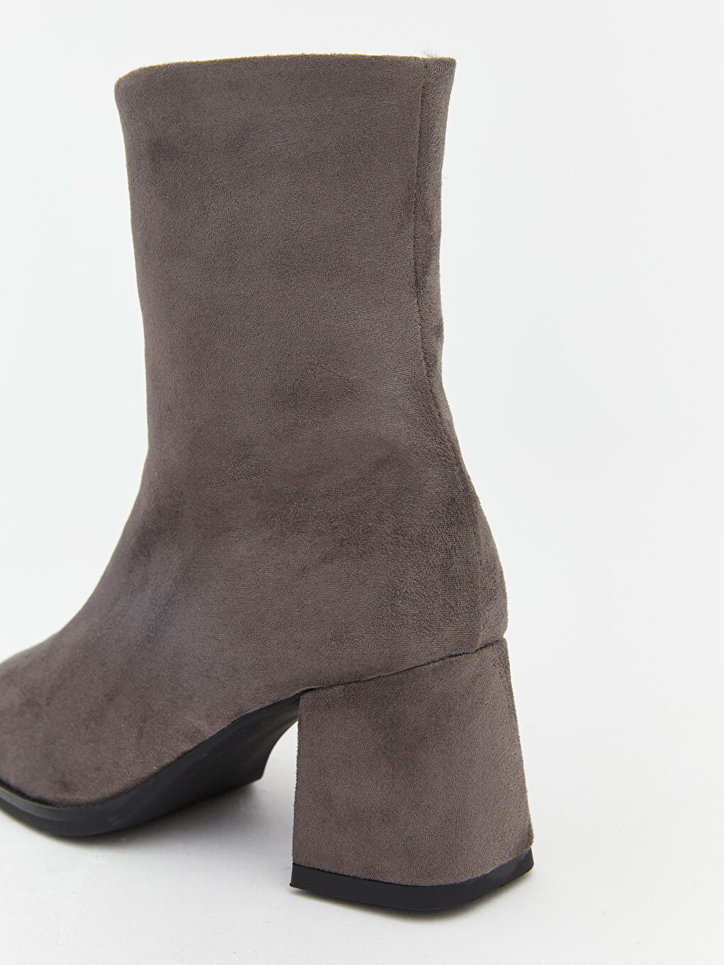 Gri Süet Görünümlü Kadın Topuklu Bot-4