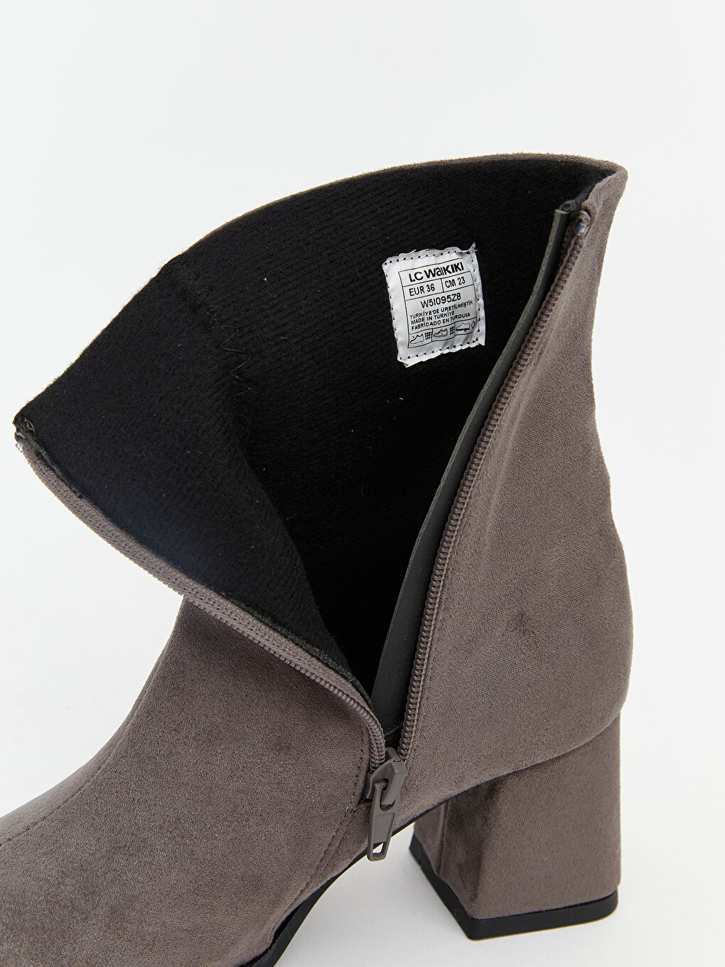 Gri Süet Görünümlü Kadın Topuklu Bot-6