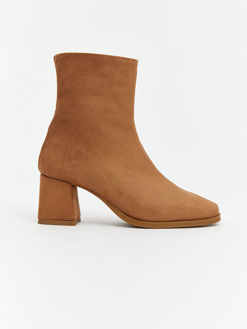 Kahverengi Süet Görünümlü Kadın Topuklu Bot-1