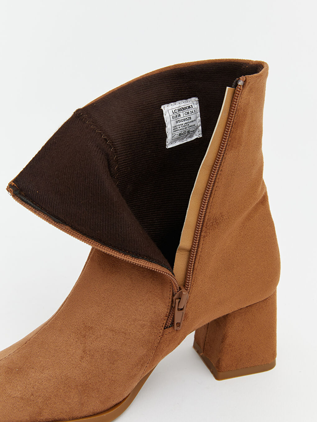 Kahverengi Süet Görünümlü Kadın Topuklu Bot-6