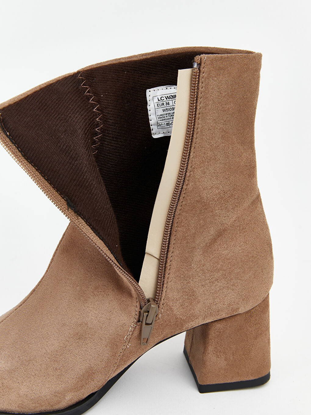 Bej Süet Görünümlü Kadın Topuklu Bot-6