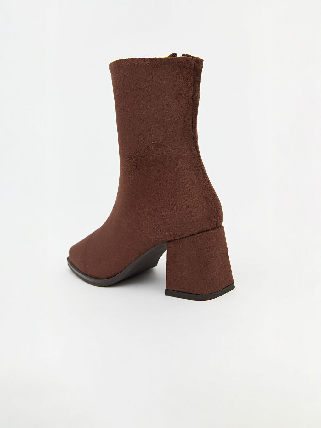 Kahverengi Süet Görünümlü Kadın Topuklu Bot-4