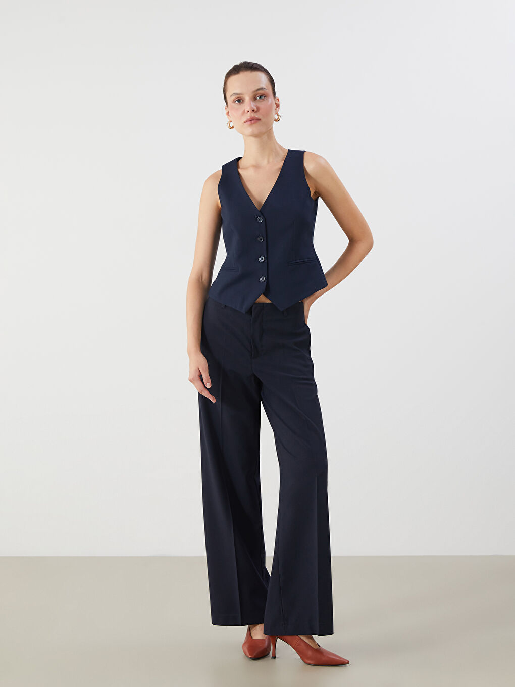 LCW ECO Slim Fit Wide Leg Women's Trousers -W5I102Z8-Z4C