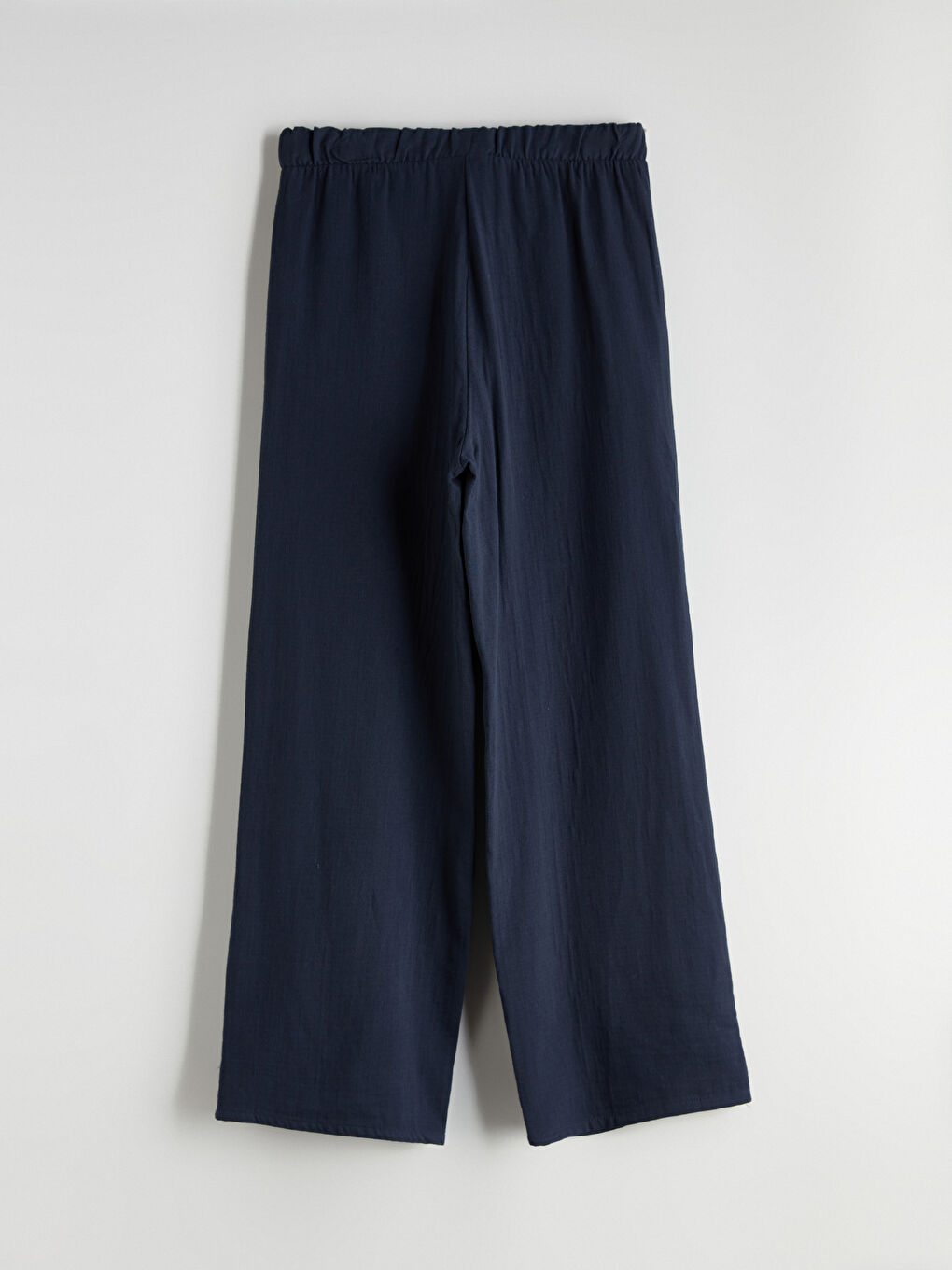 Lacivert Beli Lastikli Dokulu Müslin Kadın Pantolon-6