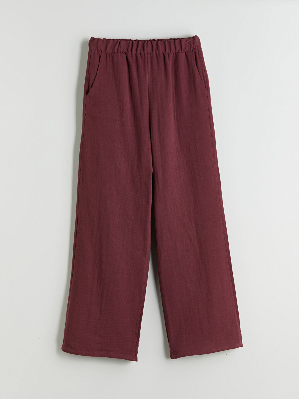 Pantalon en Mousseline Texturée à Taille Élastiquée pour Femmes-5