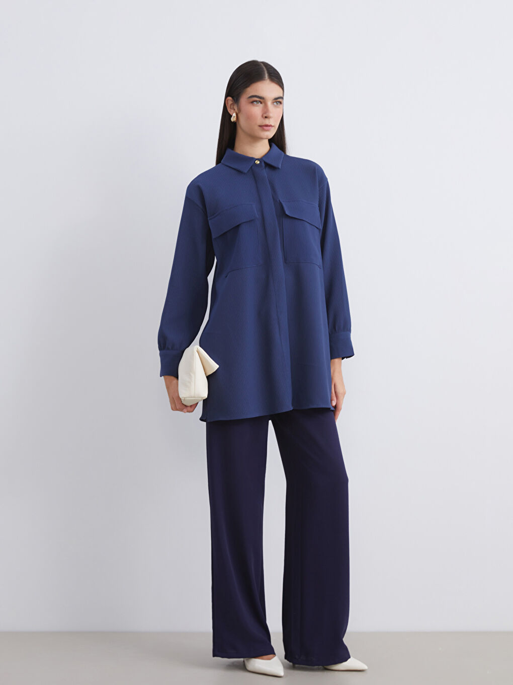 LCW Modest Elastic Waist Wide Leg Women's Trousers -W5I110Z8-ZKF