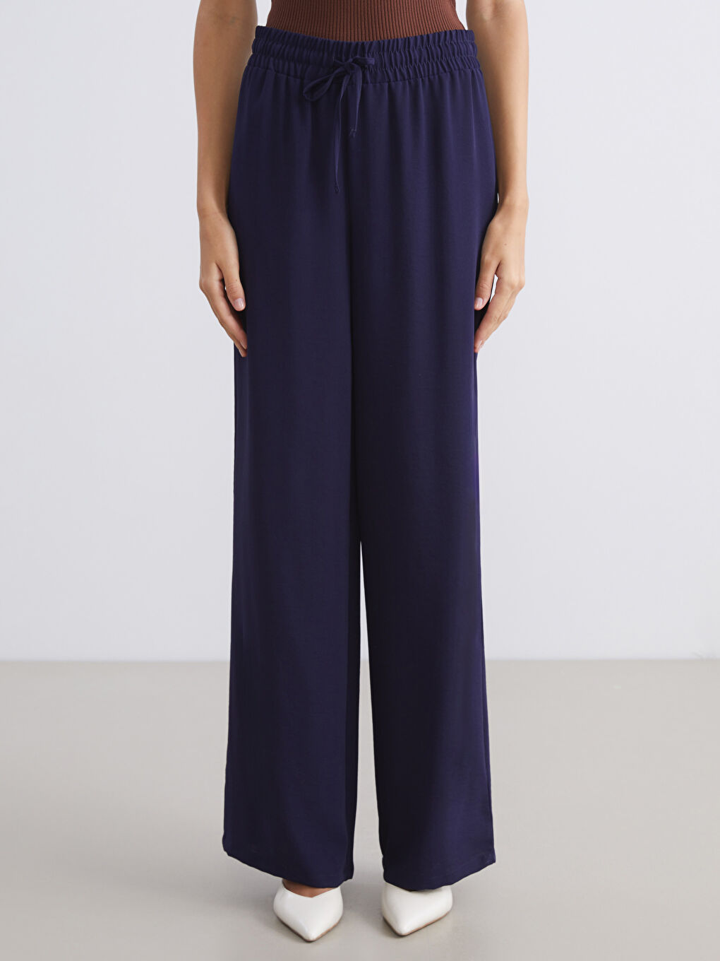 LCW Modest Elastic Waist Wide Leg Women's Trousers -W5I110Z8-ZKF
