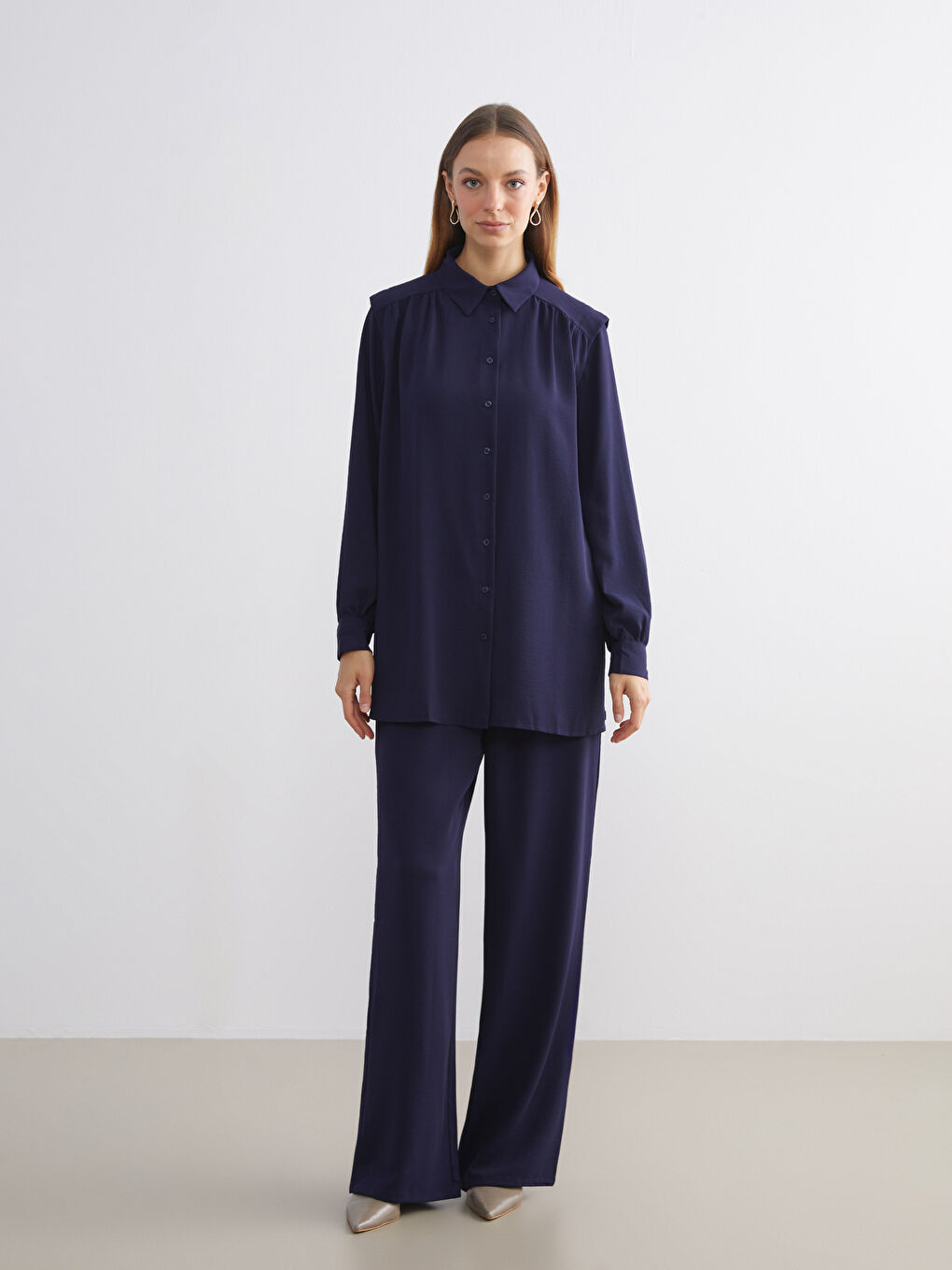 Elastic Waist Wide Leg Women's Trousers