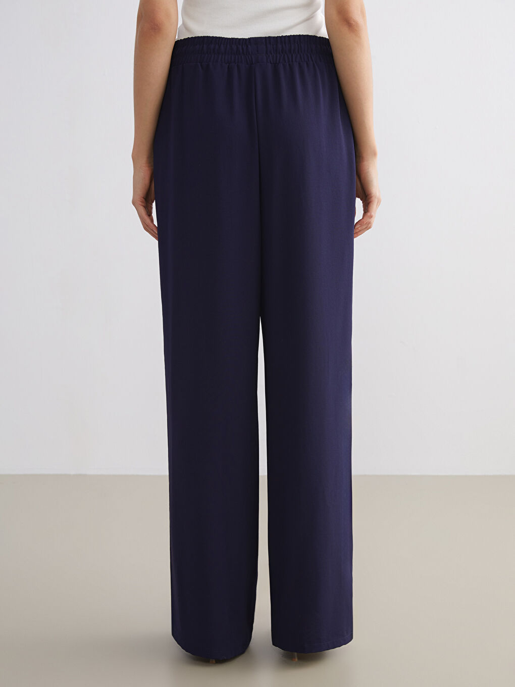 Elastic Waist Wide Leg Women's Trousers-3