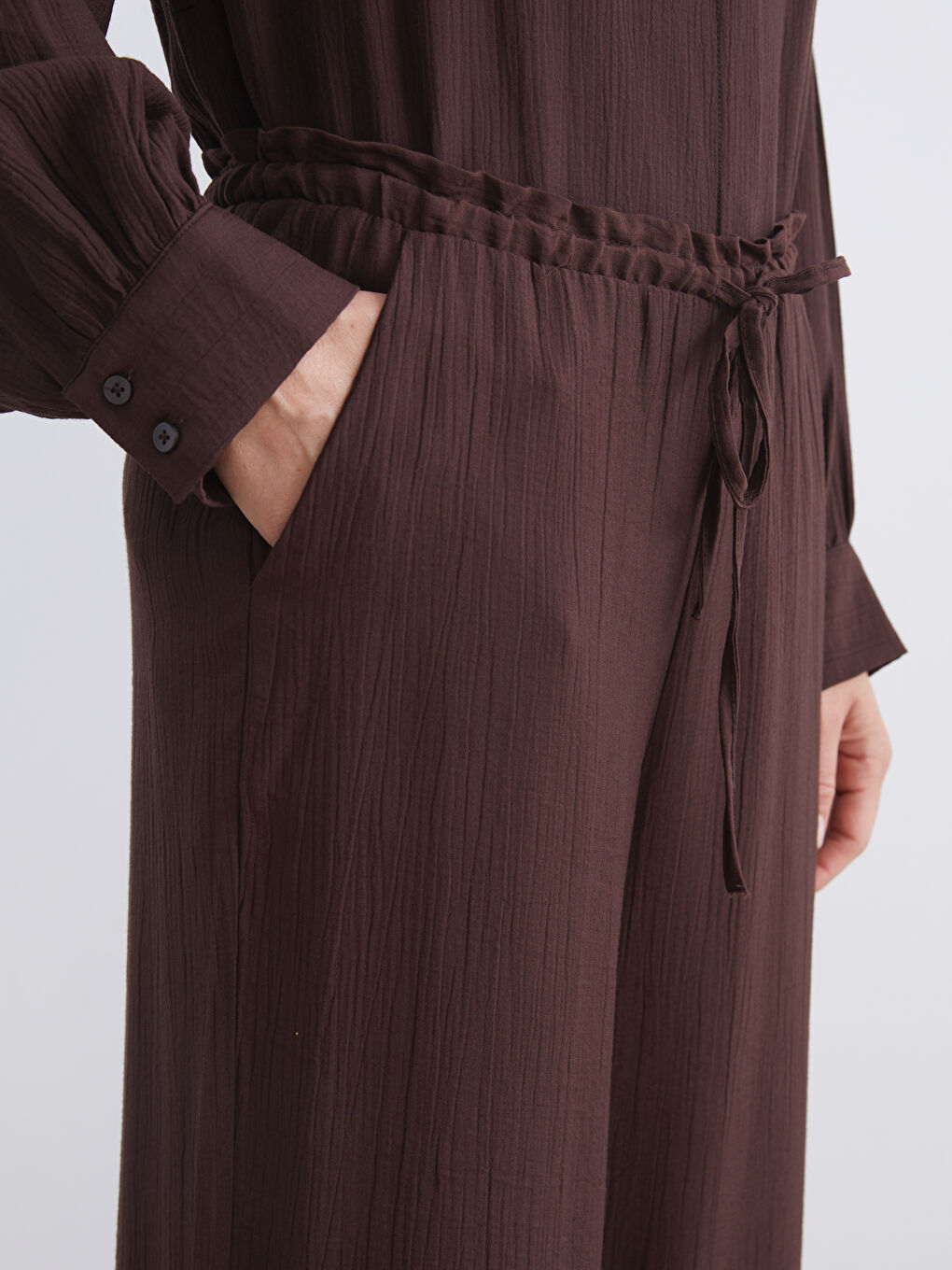 Elastic Waist Wide Leg Women's Trousers-4