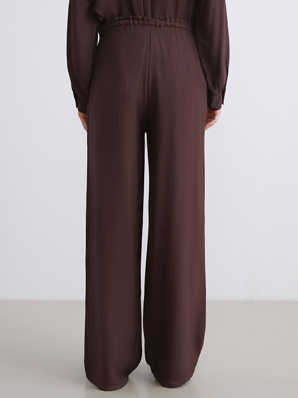 Elastic Waist Wide Leg Women's Trousers-5