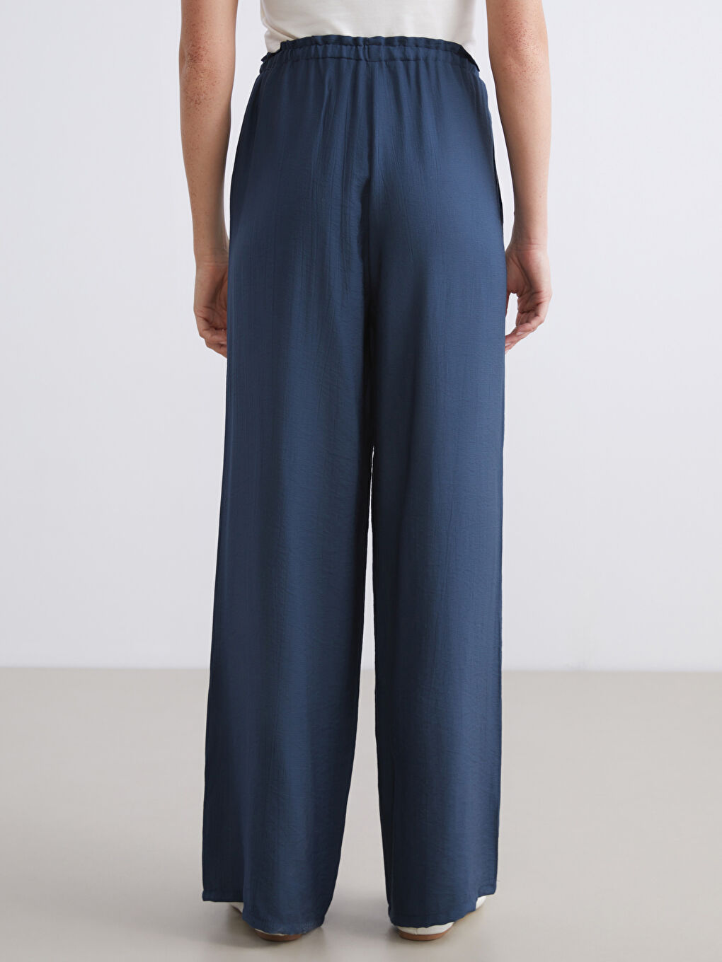 Elastic Waist Wide Leg Women's Trousers-5