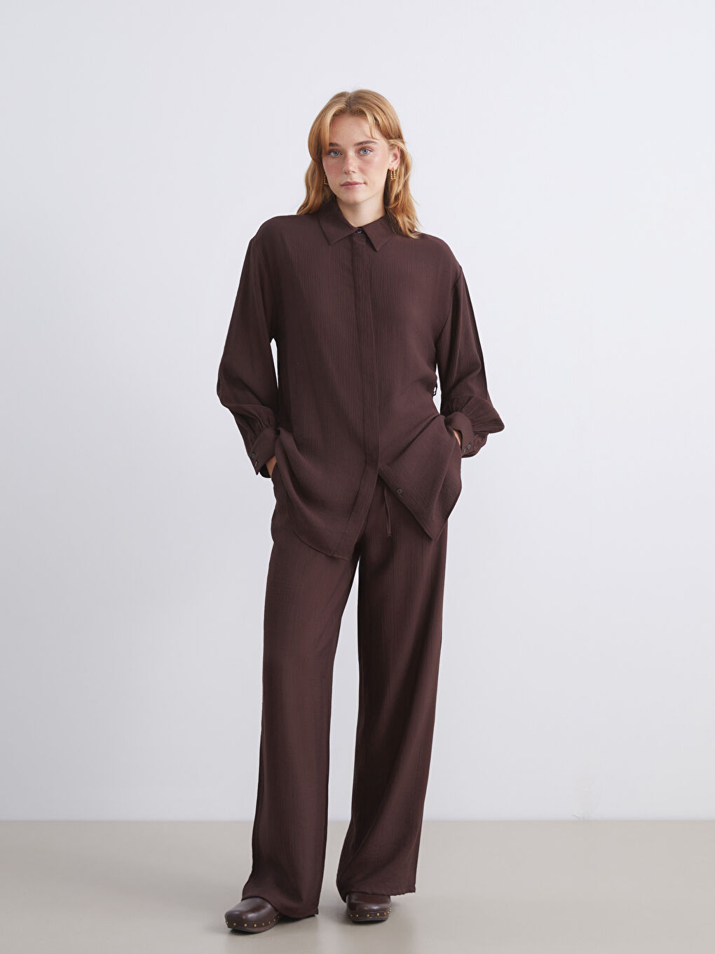 Elastic Waist Wide Leg Women's Trousers