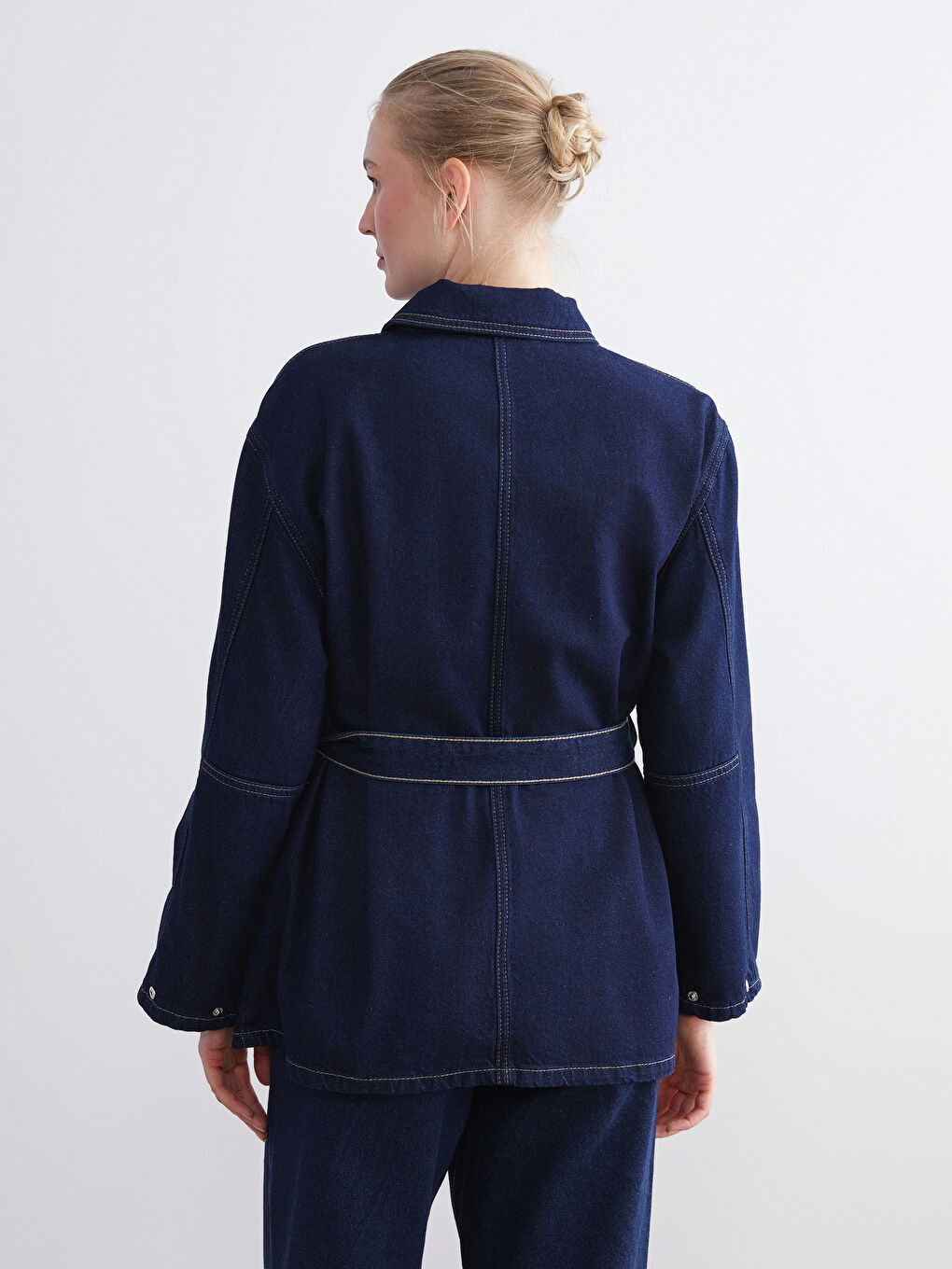 Collared Neck Women's Denim Jacket-6