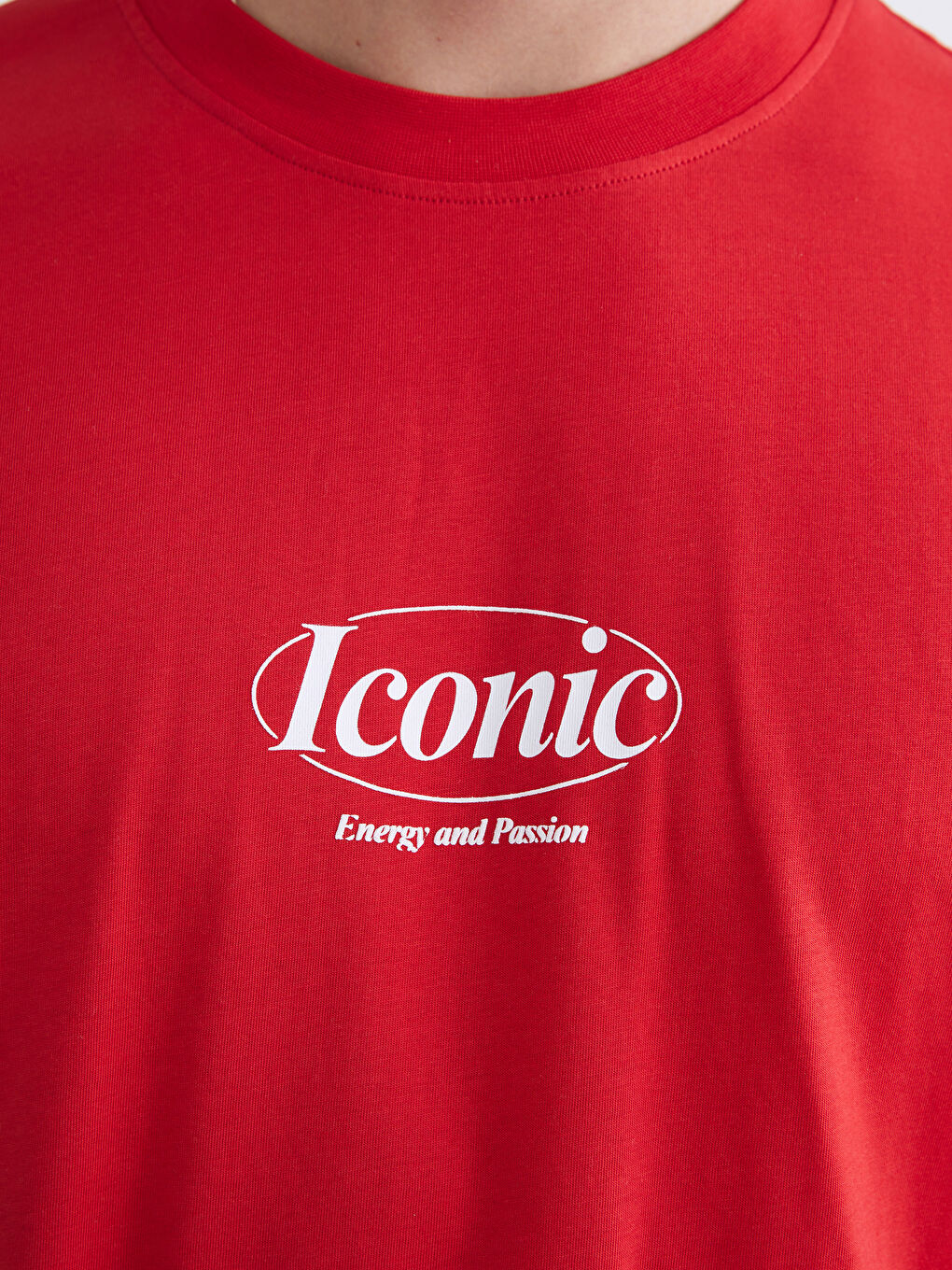 Kırmızı Bisiklet Yaka Baskılı Penye Erkek Tişört-2